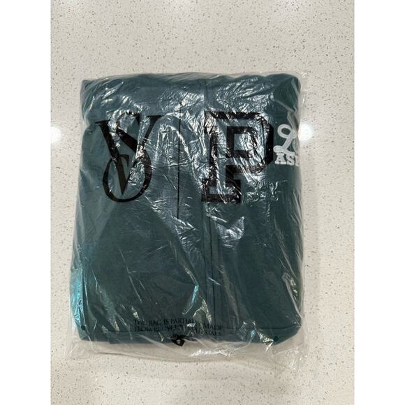 Victoria's Secret PINK M Ivy Fleece Campus Full-Zip Hoodie Deep Forest Aspen - Picture 4 of 6